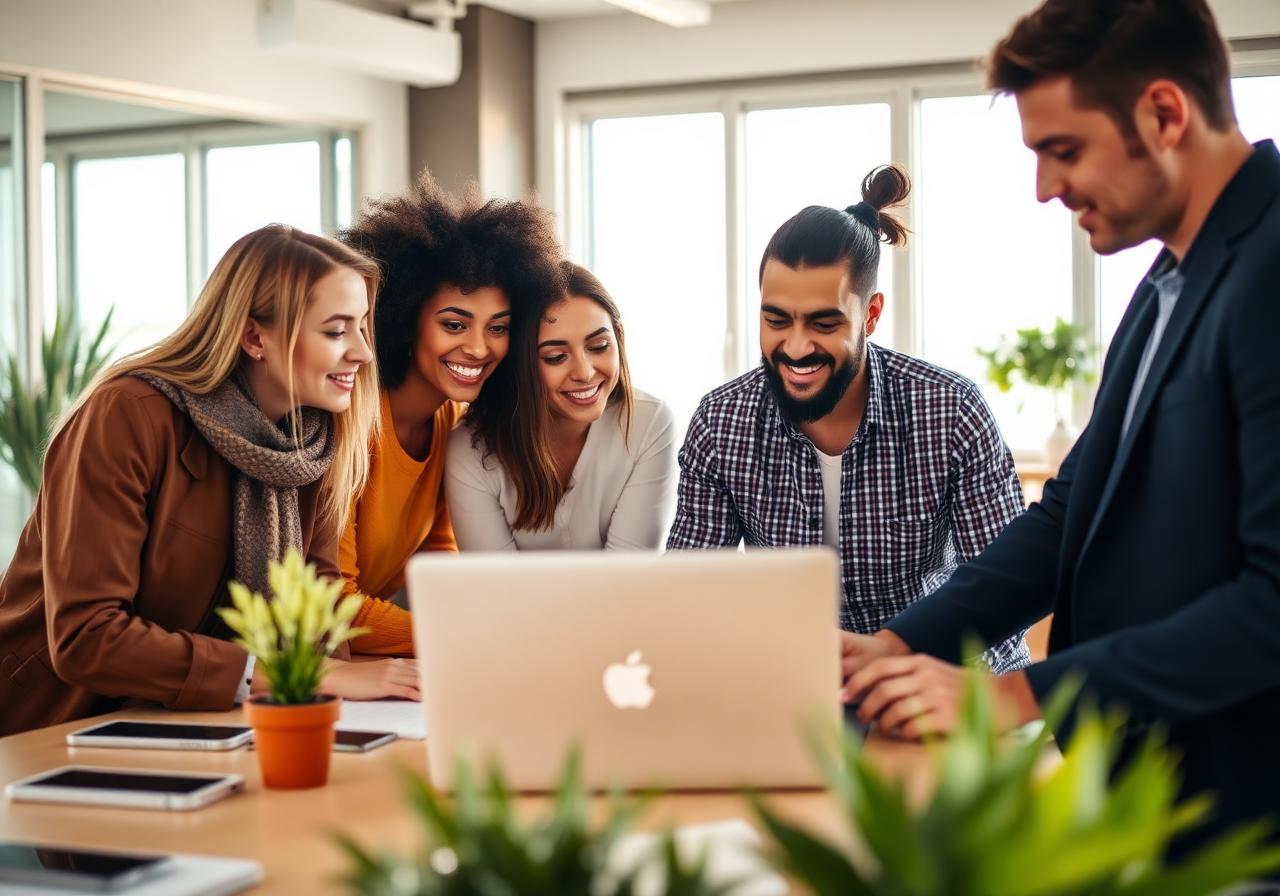 Diverse team collaborating in a Moroccan office
